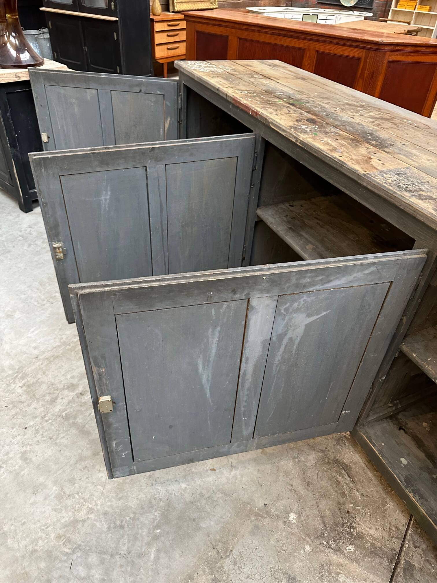 Large 20th century workshop furniture