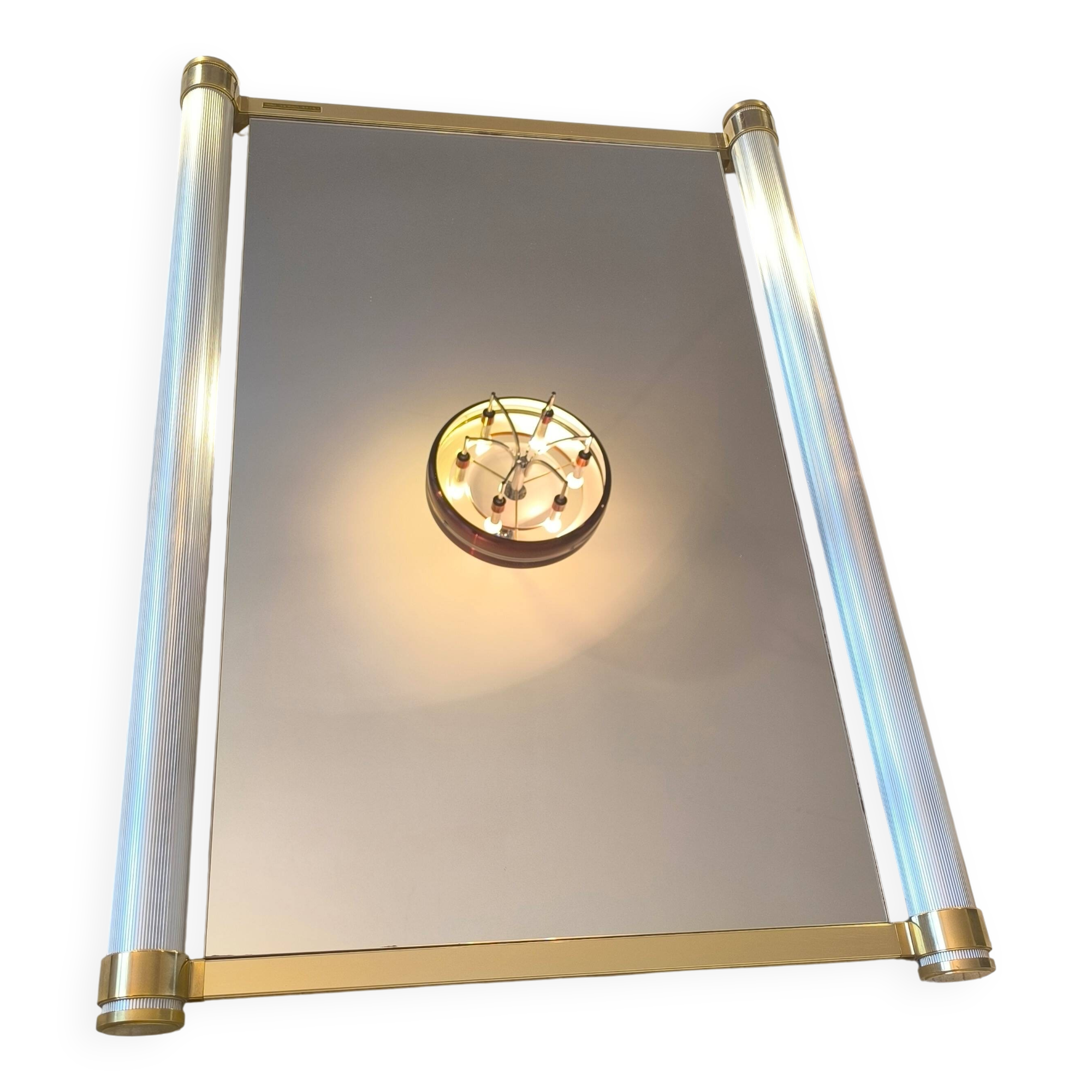 Pierre Vandel Paris - Very beautiful and rare large 1970s design mirror, signed