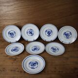 8 assiettes plates bleues "Mitsouko"