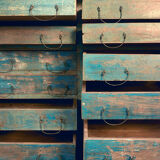 24-drawers patinated wooden workshop furniture