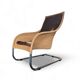 2 x Chaise longue lourde en rotin / cuir marron années 1990 Très bon état