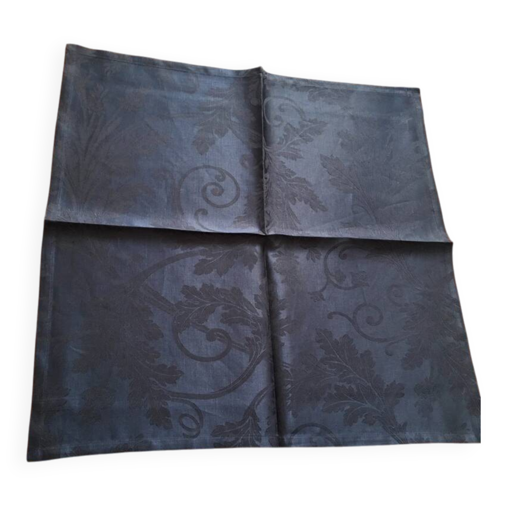 Serviette Christofle "Orangerie" Lin & Coton Bleu Marine