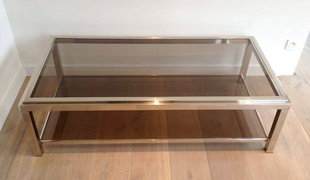 Rectangular chrome coffee table