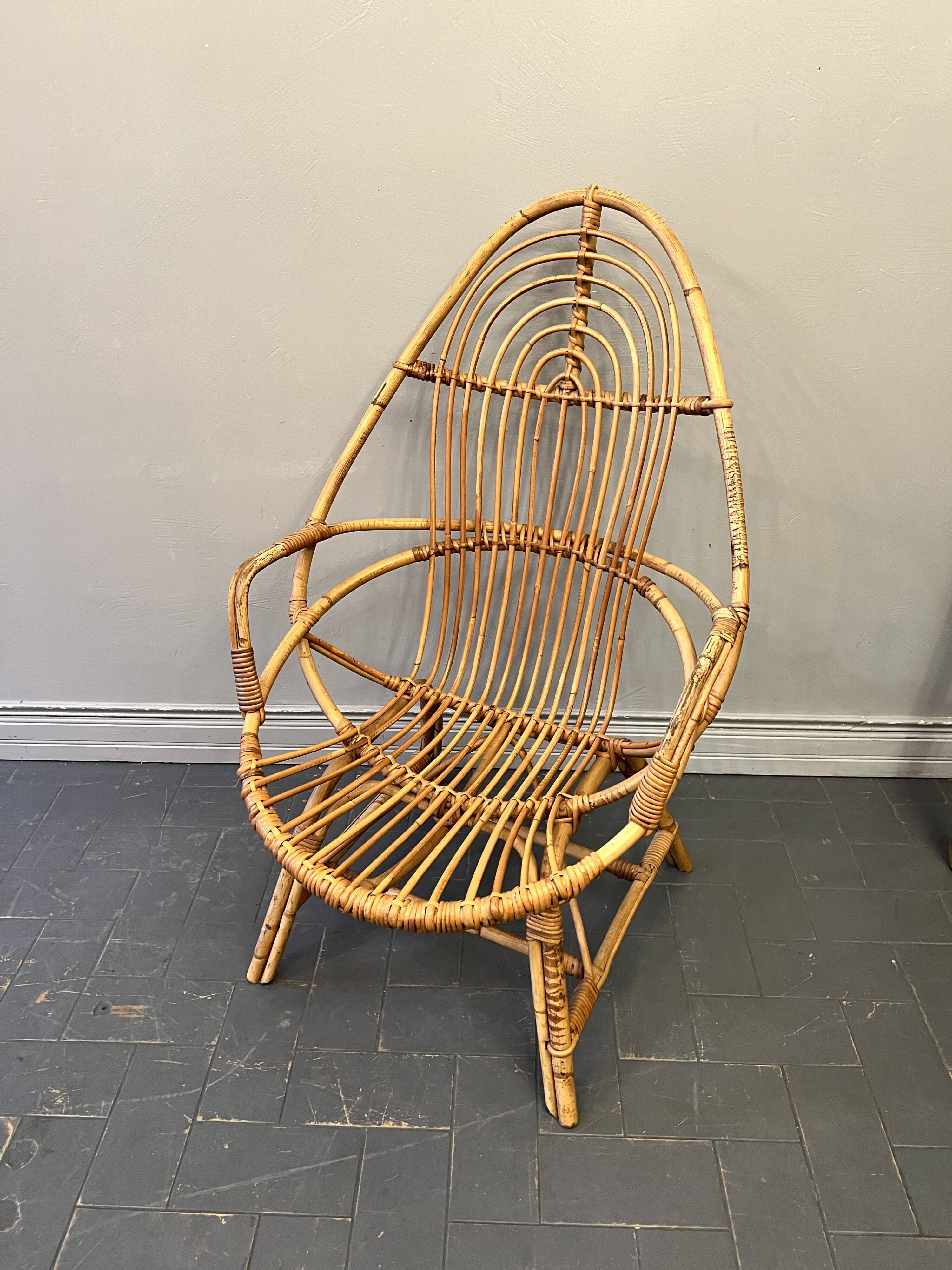 Fauteuil en rotin vintage