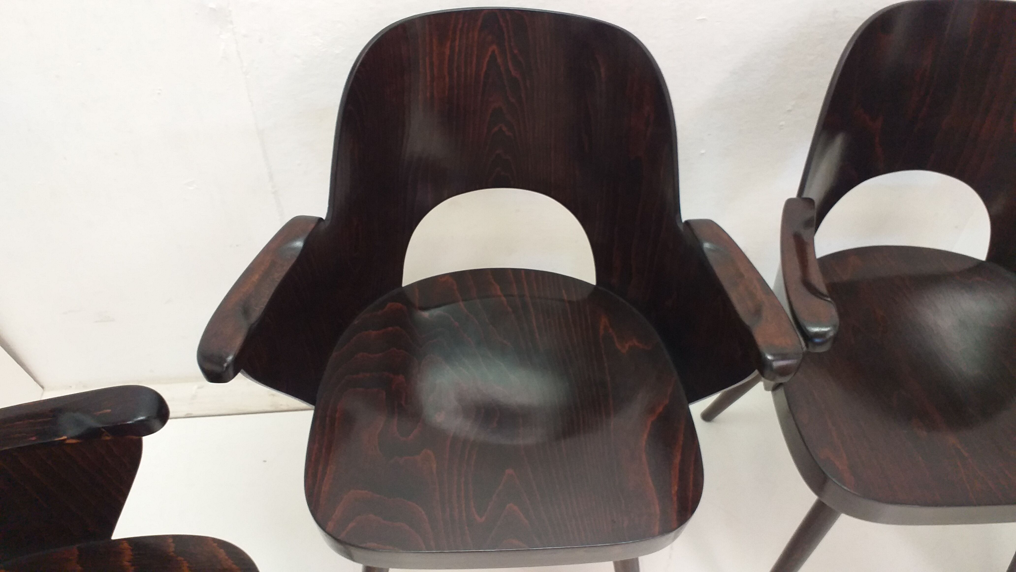 4 Oswald Haerdtl chairs for Ton, Czechoslovakia