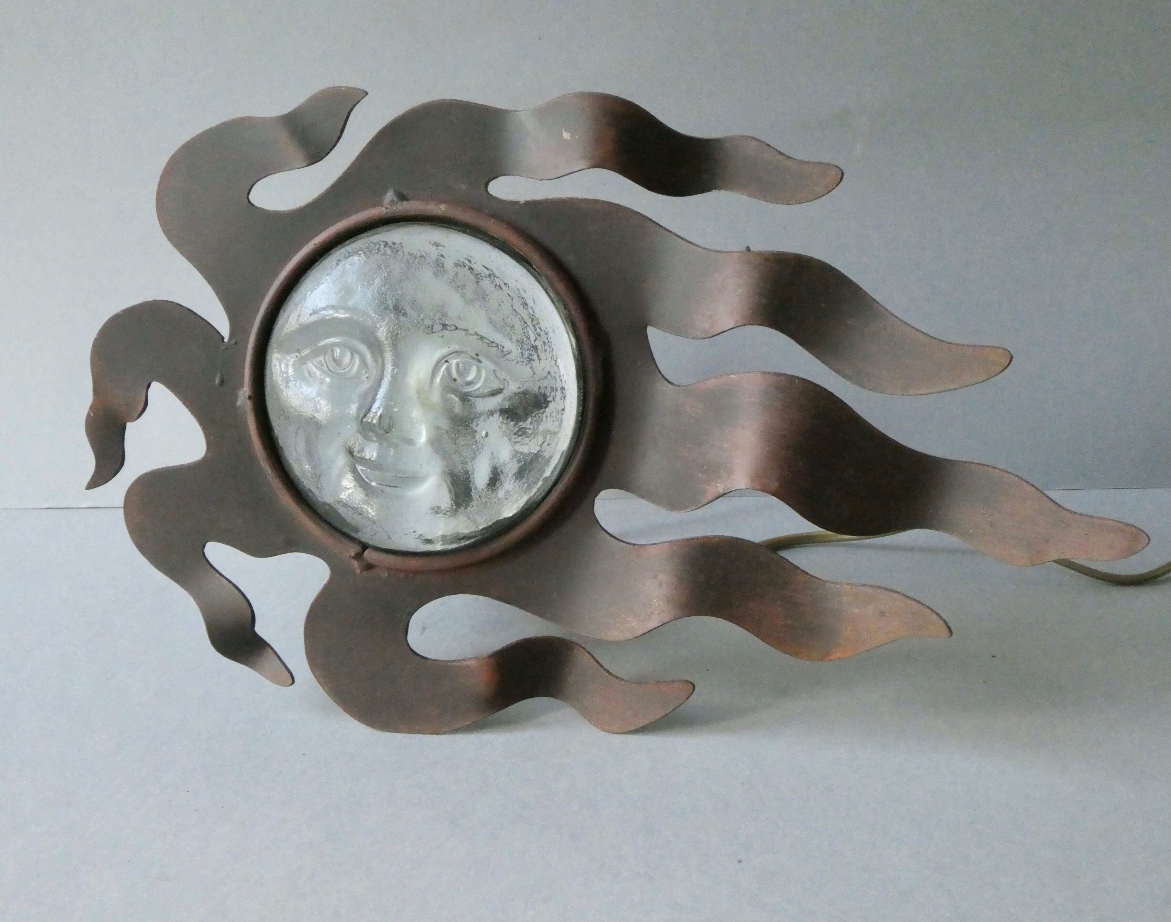 Sun lamp in metal and glass of the 80s
