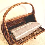 60s wicker basket handbag