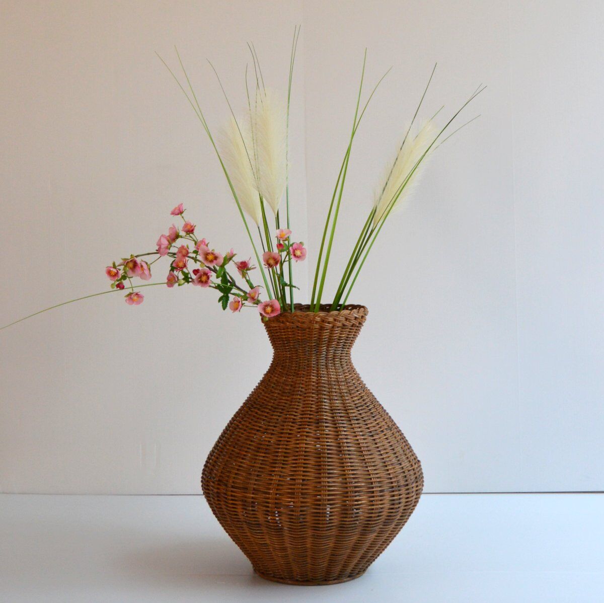vintage rattan vase