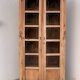Parisian wardrobe in raw wood with engraved glass from 1920.