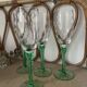 4 champagne flutes, Italian glassware, 1960s, green twisted stem