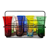 8 vintage colored glasses 1960