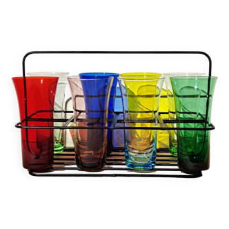 8 vintage colored glasses 1960