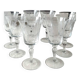 Set of 8 glasses with flared neck, in crystal. With frosted plant decoration. Height 16 cm