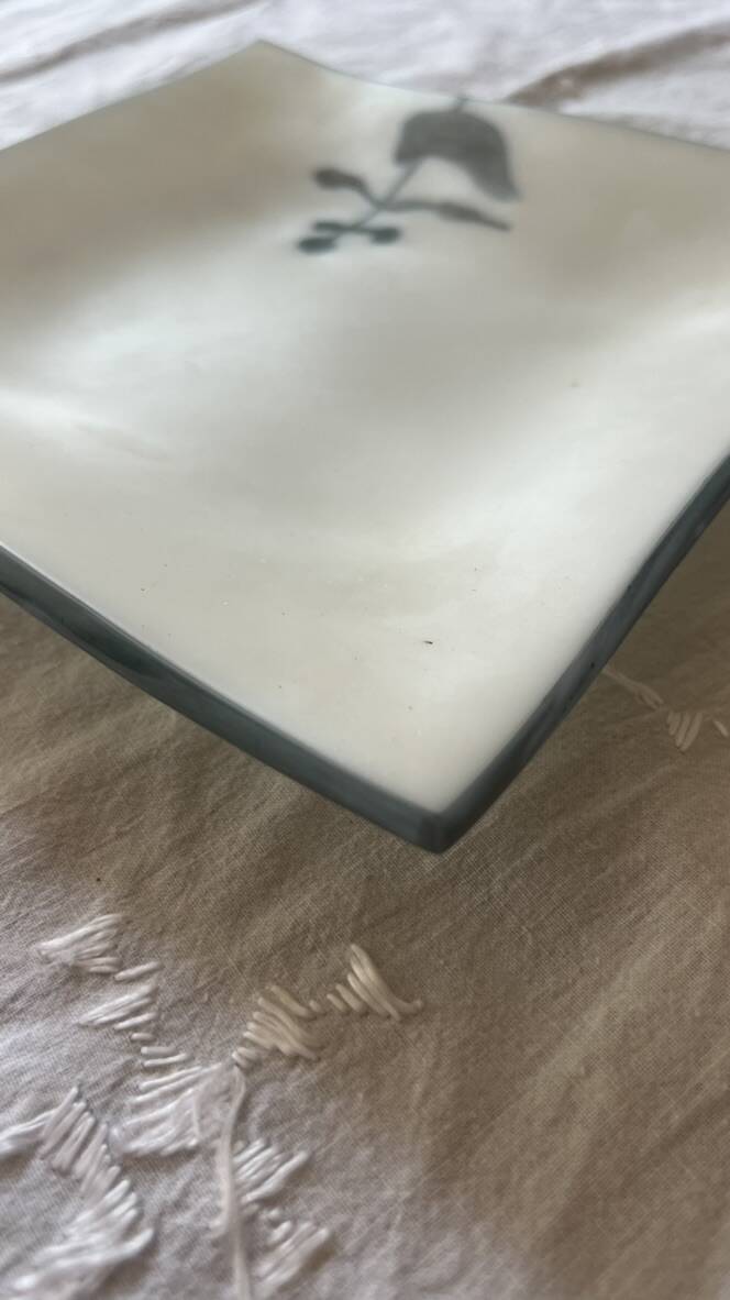 Opaline glass trinket tray by Bernard Gilbert