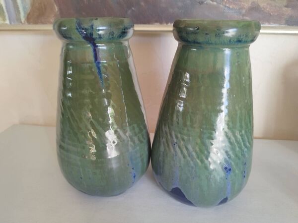 Paire de vases en grès de Puisaye de Léon Pointu
