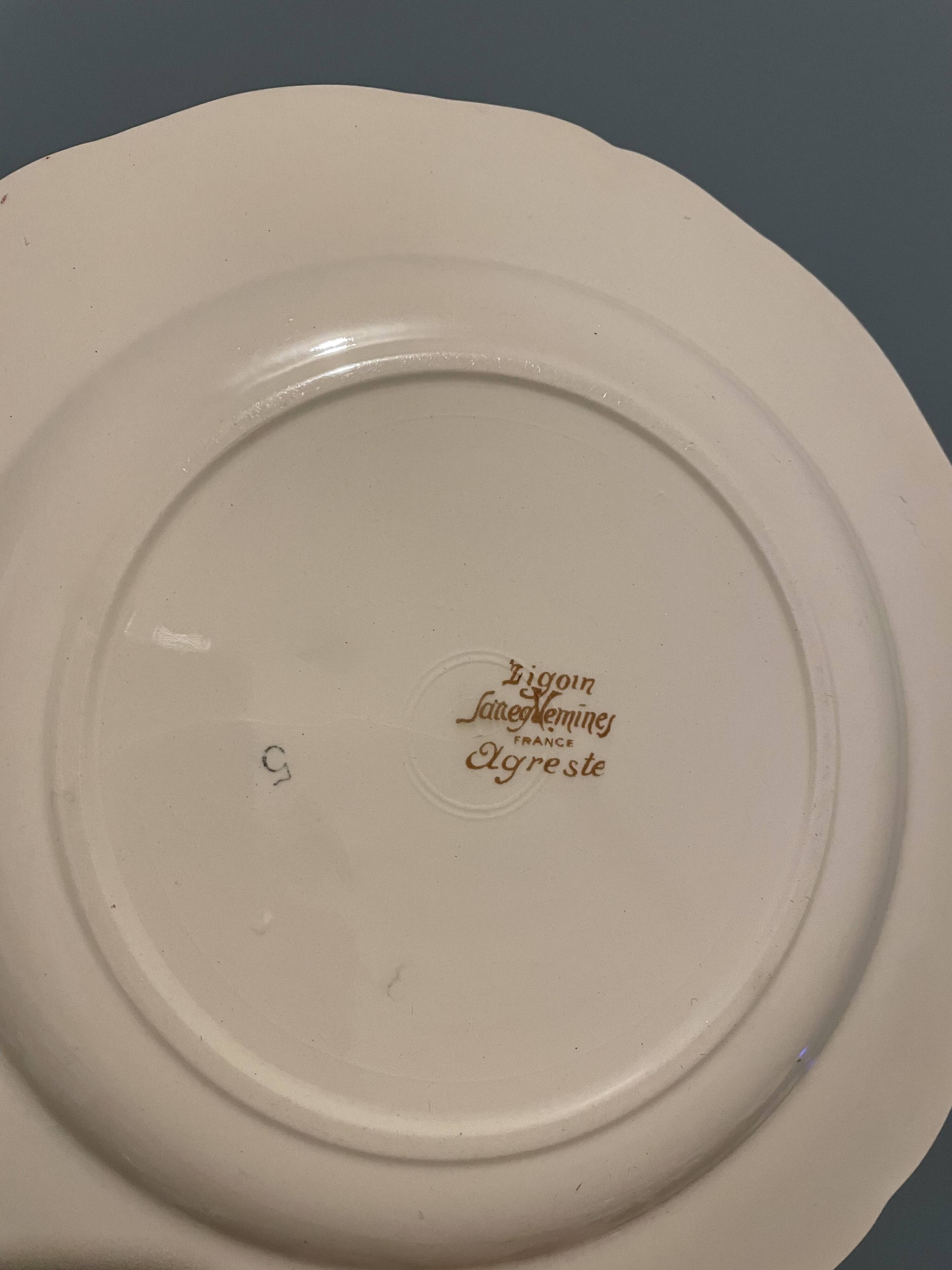 Set of 10 small plates Digoin Sarreguemines, Agreste model