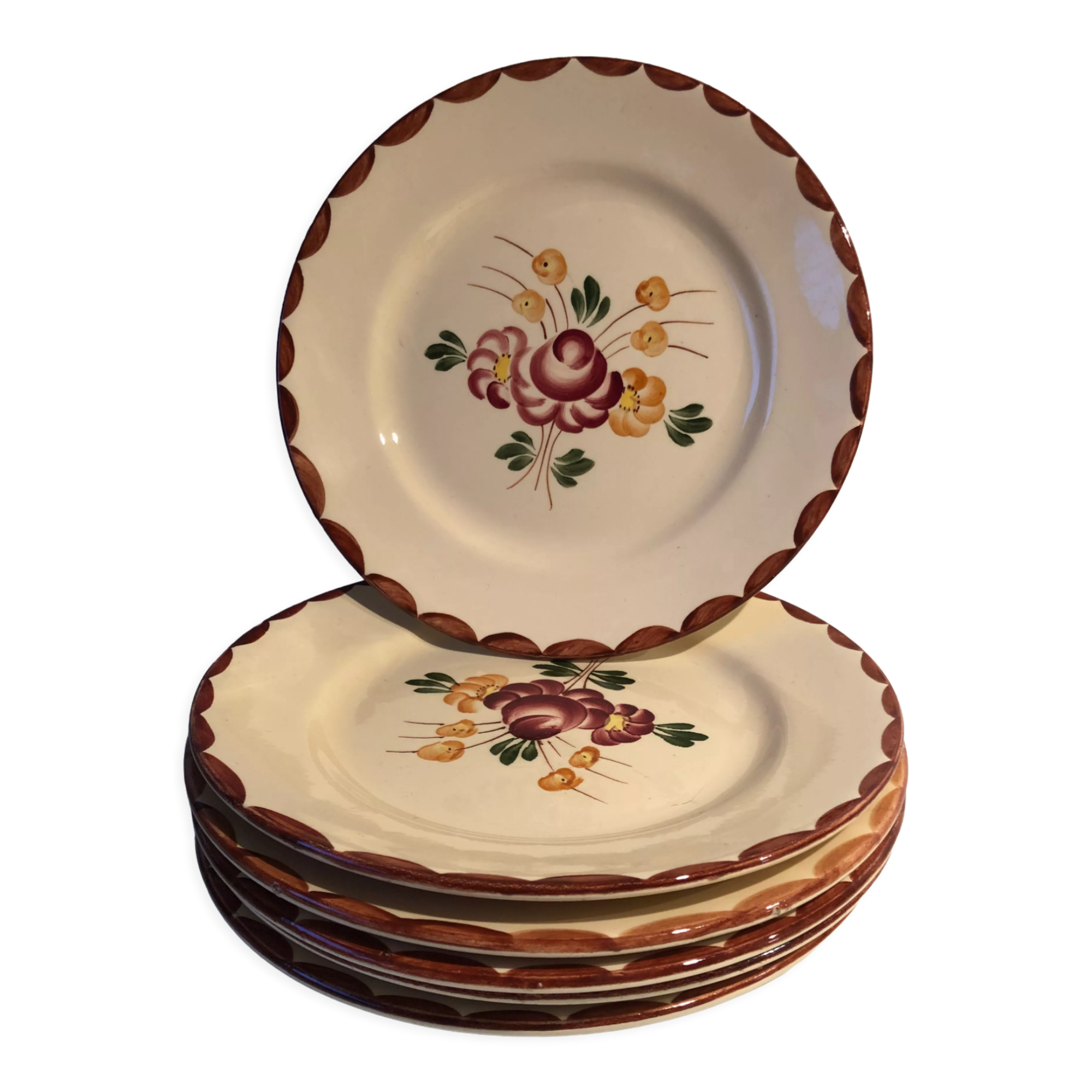 Six vintage Longchamp earthenware plates