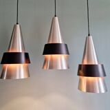 Lot de 3 suspensions scandinaves en aluminium, J. Hammerborg,  1960