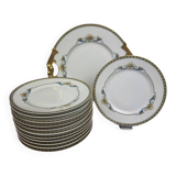 Service à dessert en porcelaine de Limoges Bernardaud avec plat et 12 assiettes