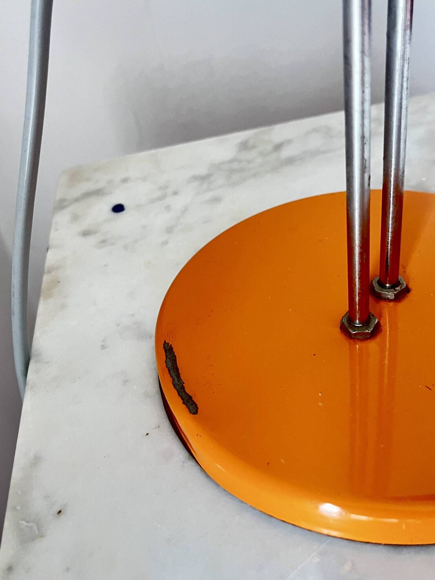 Vintage Mid-Century Table Lamp by Josef Hůrka for Lidokov | Orange & Chrome