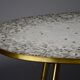Brass Mid century Oval Coffee Table with Grey Glass Mosaic and Gold Highlights