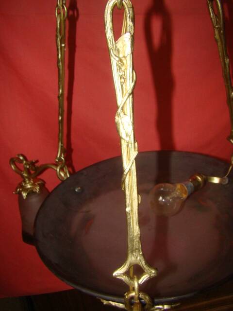 glass paste lustre 1 bowl and 3 tulips signed "Degué"