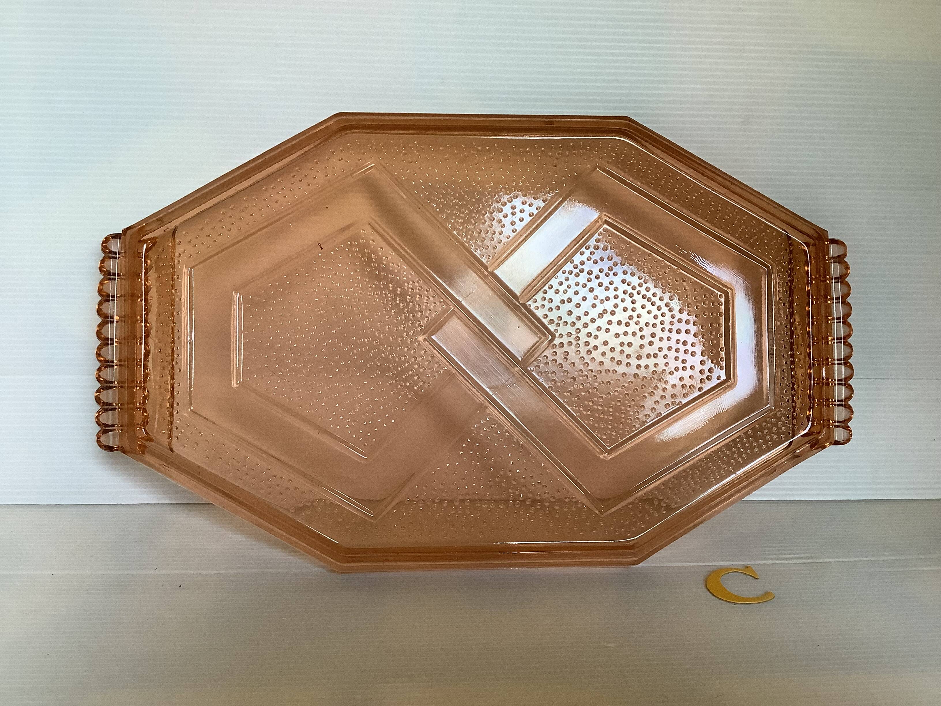 Rosaline C style pink glass tray dish