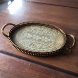 Bronze, brass and embroidery serving tray made in France