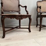 Pair of armchairs with cane bottom of epoch regence xviiieme
