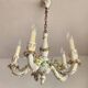 Handgeformt vergoldet vintage Porzellan Kronleuchter Capodimonte 1960er