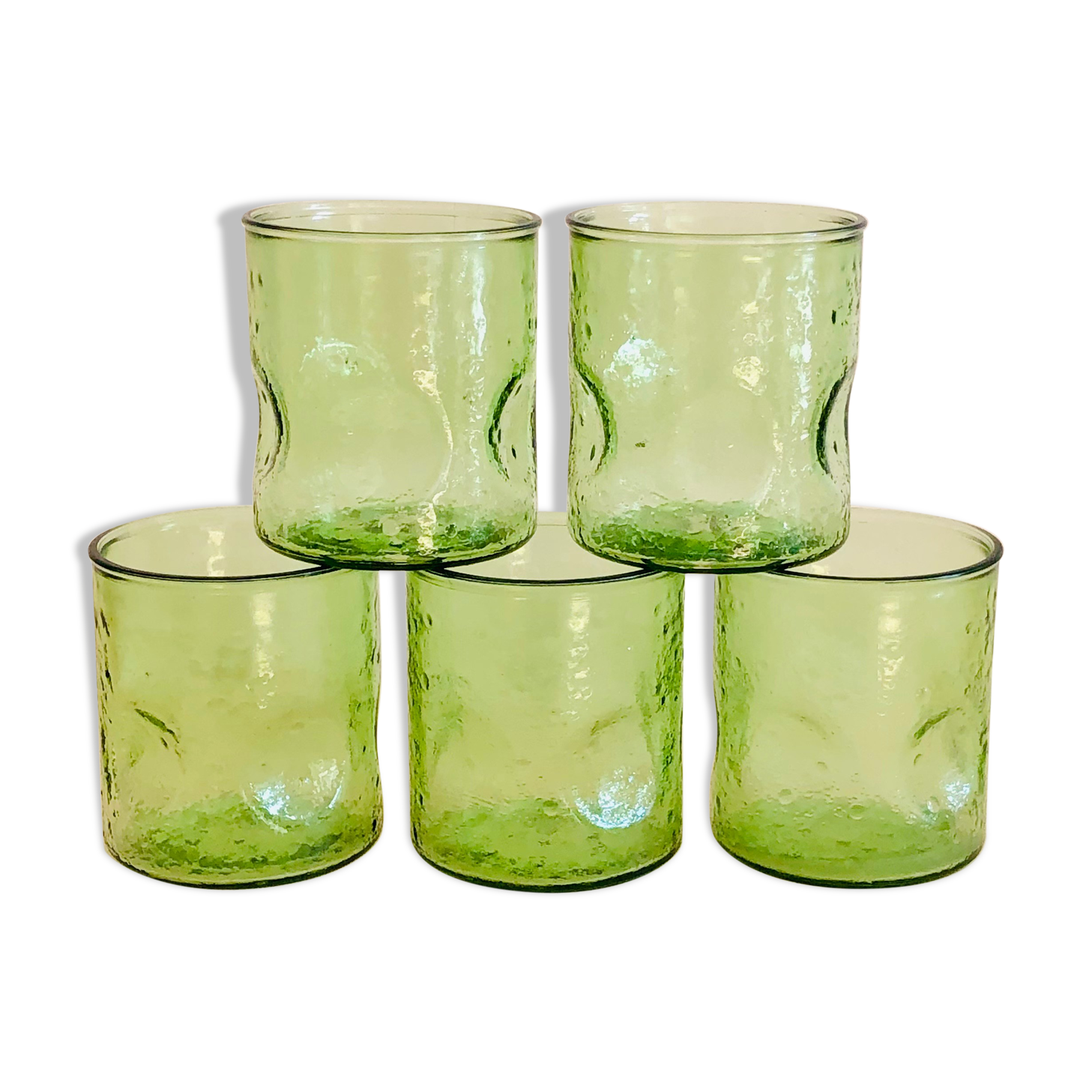 Set of five vintage water glasses