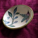 Empty pocket in brass and ceramic bird pattern