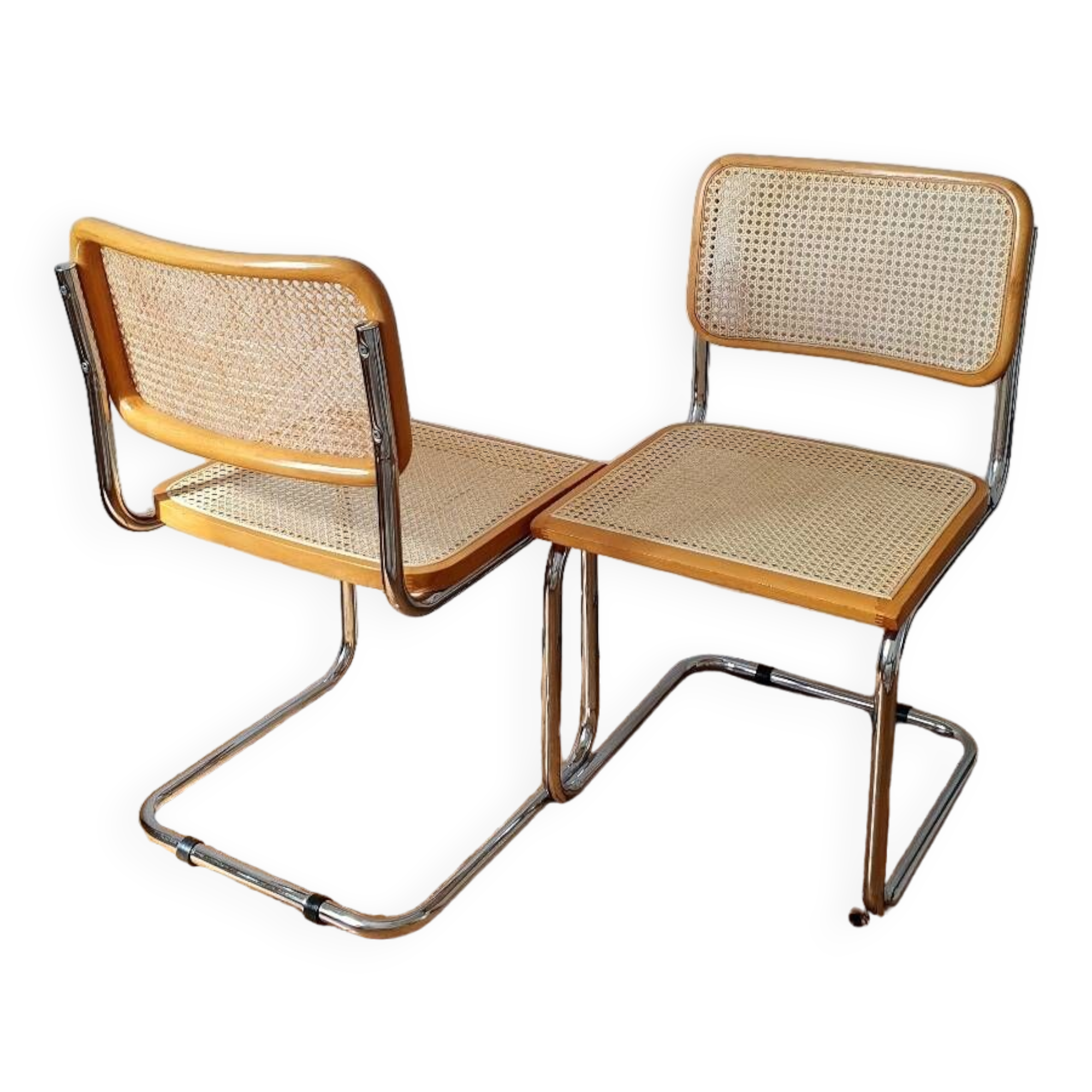 Pair of B32 Marcel Breuer cane chairs