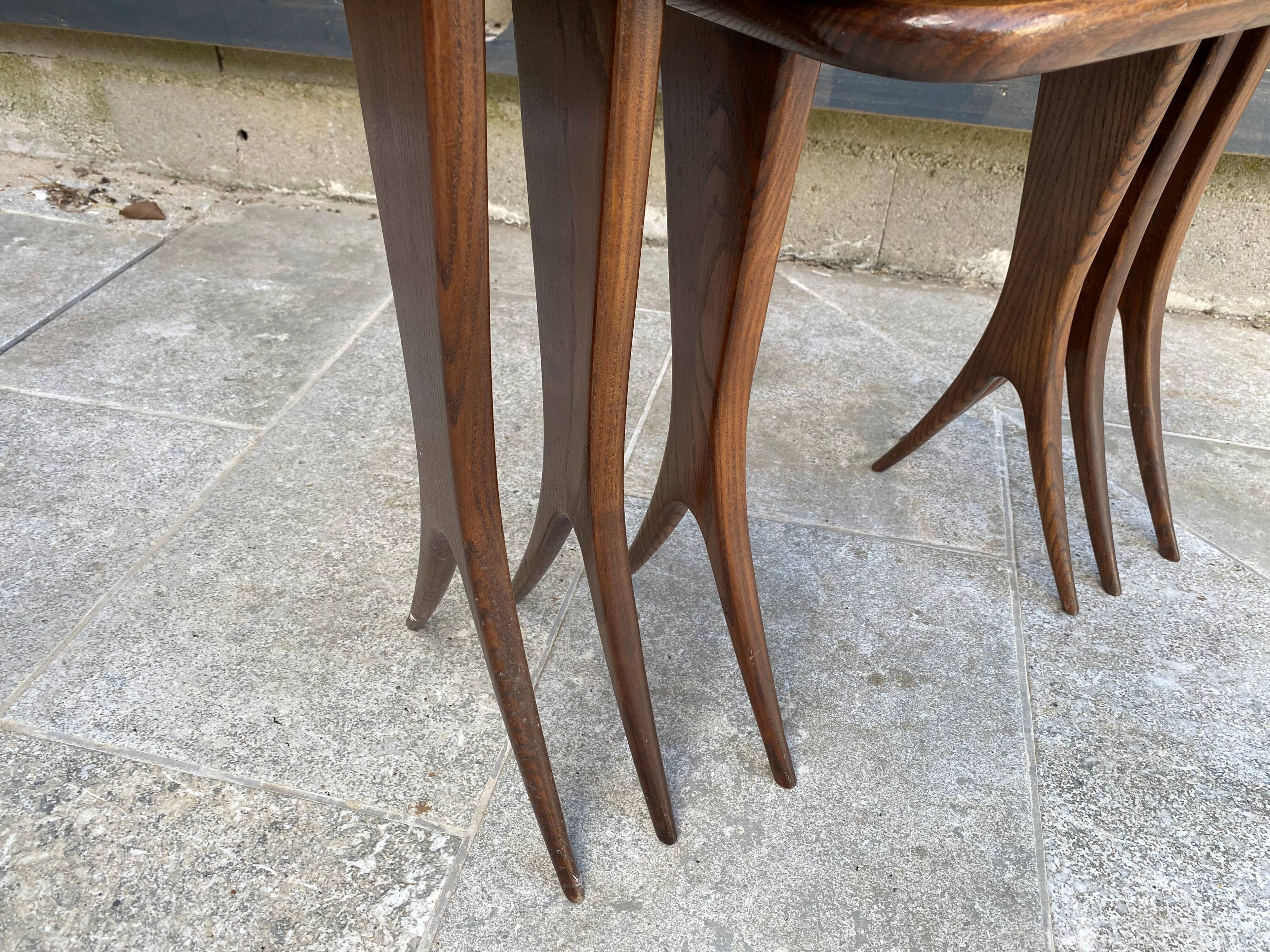 Set of 3 nesting tables by Raphaël Raffel, Scandinavian vintage, 1960s