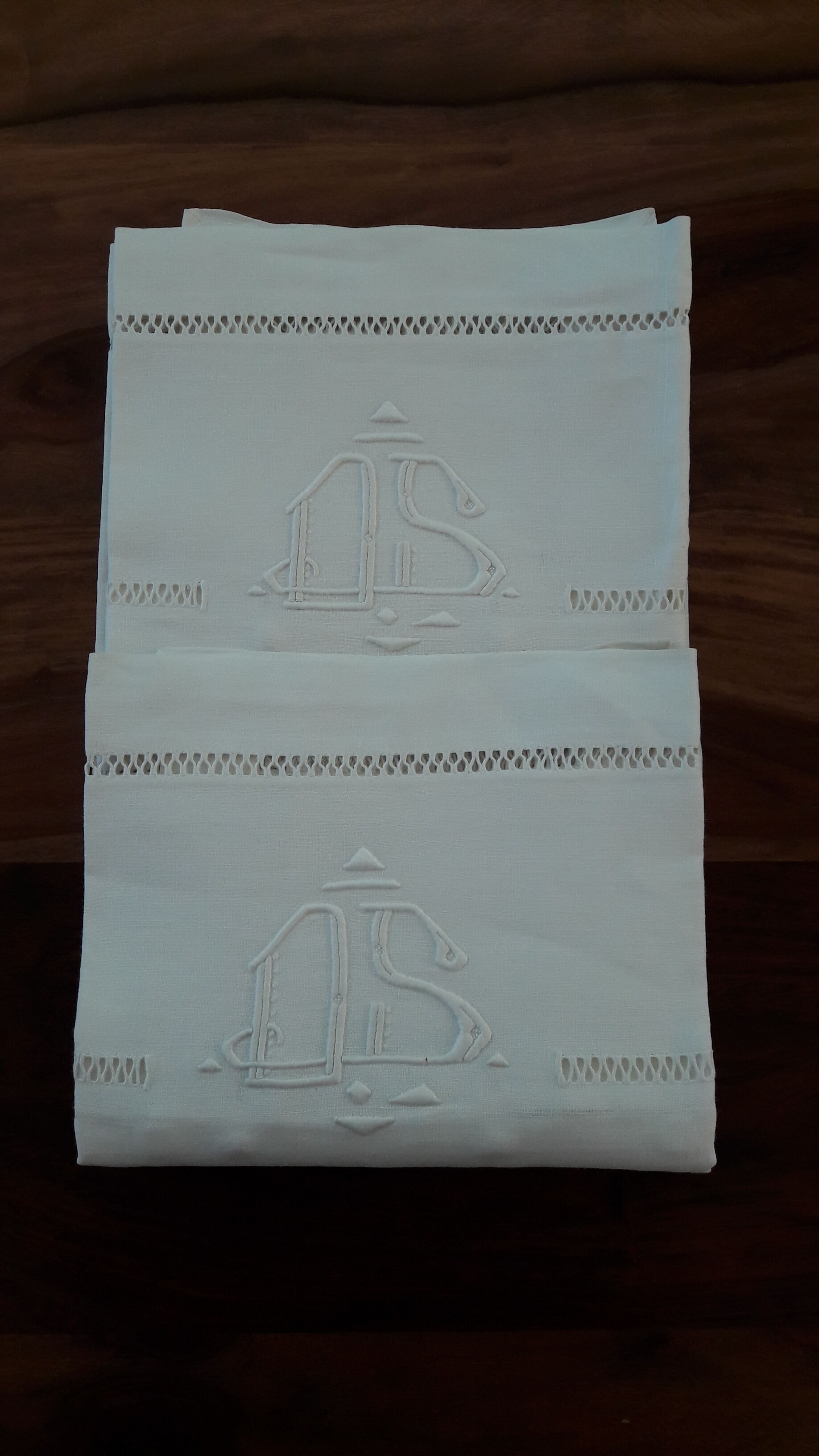 Antique pillowcases linen monogram DS
