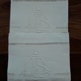 Antique pillowcases linen monogram DS