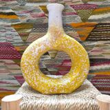 Vase Tamegroute Jaune trou central, Céramique Maroc, Décoration intérieure