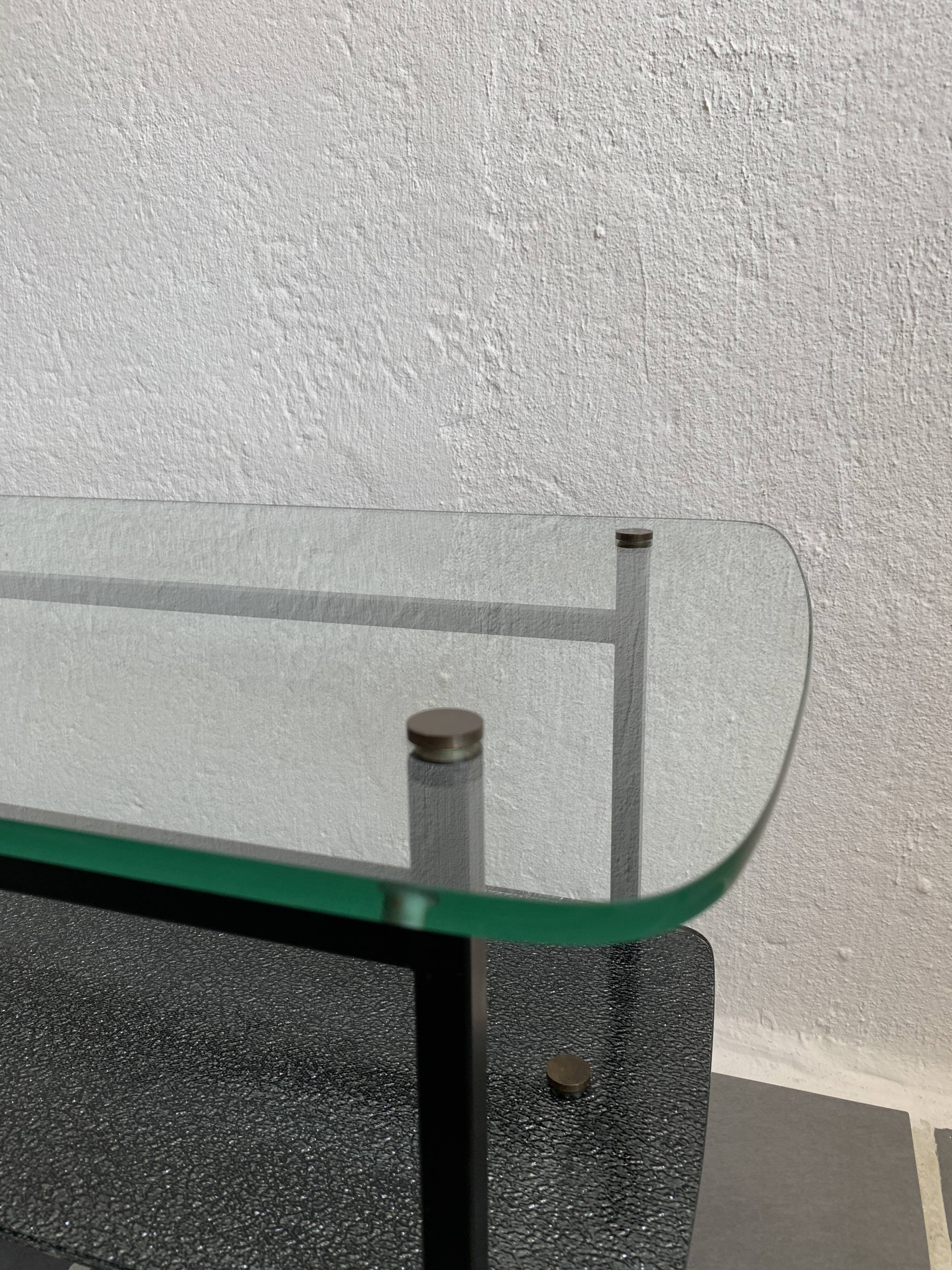 Vintage glass and steel coffee table Years 50