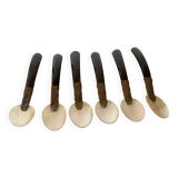Six antique mother-of-pearl caviar spoons