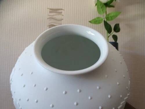 Limoges round vase "medard de noblat" biscuit porcelain flowers foliage