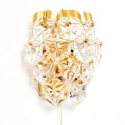 Faceted Crystal Glass & Gilded Brass Wall Light from Kinkeldey, Germany, 1970s
