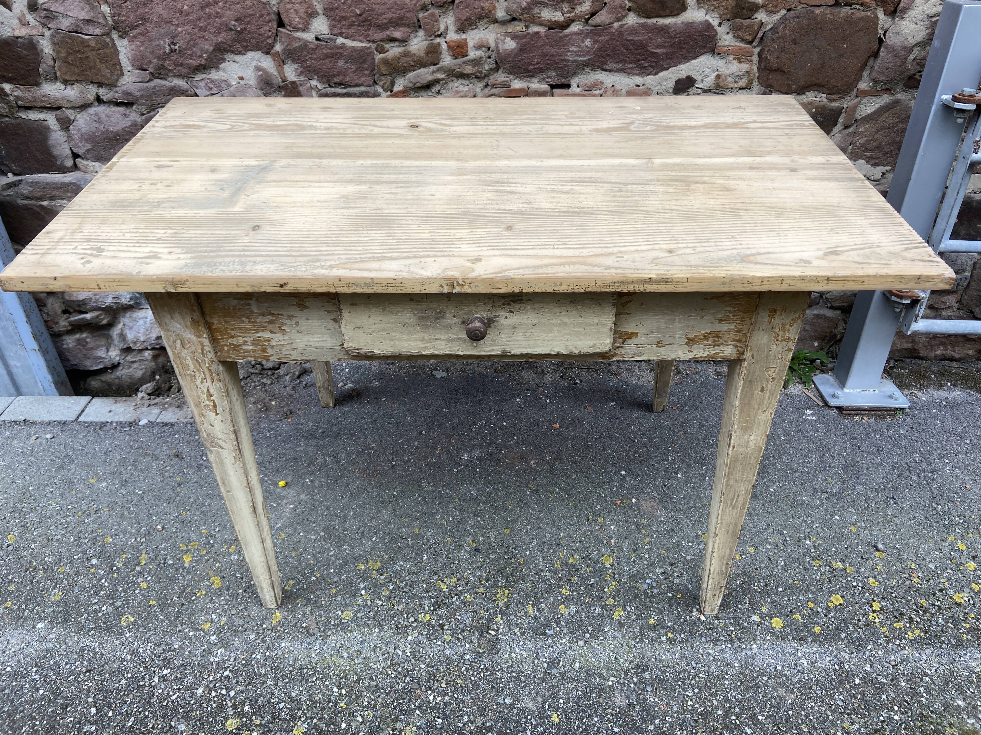 Shabby chic fir farm table painted natural wood 1900
