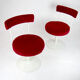 60s rotating tulip cocktail chair in red velvet