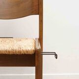 Chaise vintage tout bois caramel et assise paillée