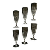 6 antique crystal champagne flutes and stemmed glasses