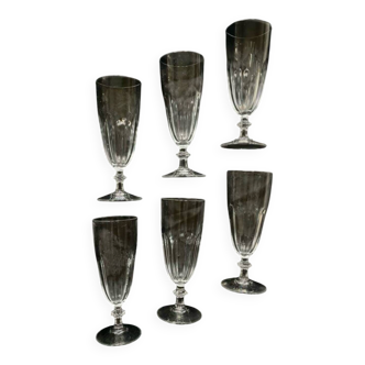 6 antique crystal champagne flutes and stemmed glasses