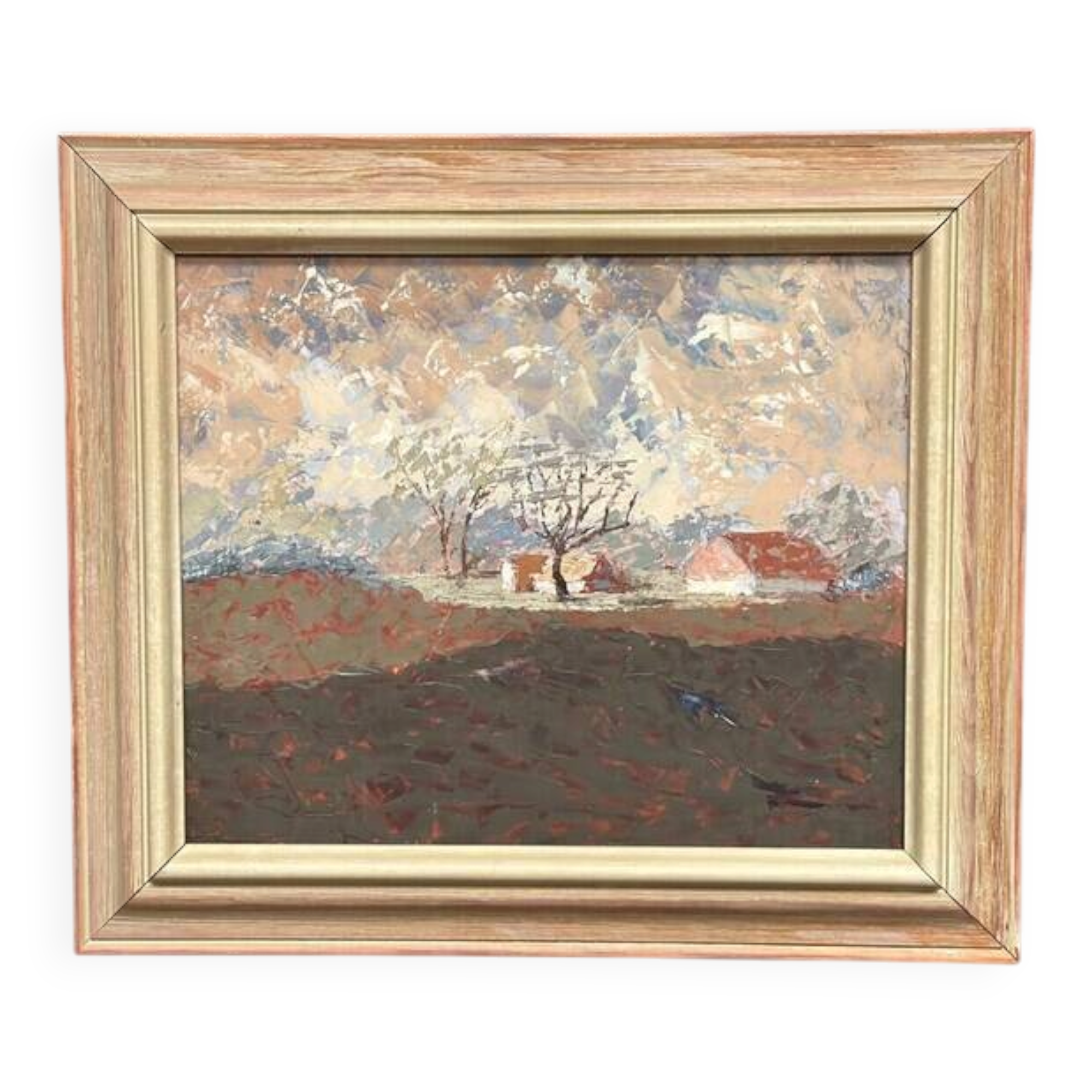 Original Swedish Oil on Panel – “Landscape” by Bertil Wahlberg – Signed – Vintage and Framed – 48 × 41.5 cm (18.9" × 16.3")
