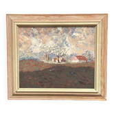 Original Swedish Oil on Panel – “Landscape” by Bertil Wahlberg – Signed – Vintage and Framed – 48 × 41.5 cm (18.9" × 16.3")