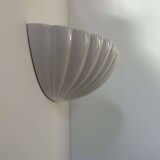 Pair of vintage shell wall lights, white porcelain, France 1970
