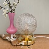 Vintage globe table lamp in molded glass